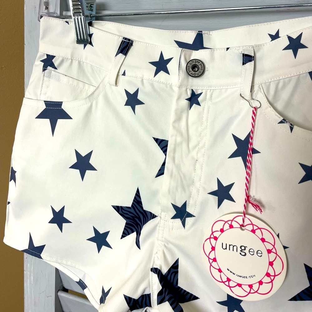 UMGEE White Star Print Women's Shorts - Picture 3 of 10